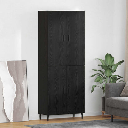 Credenza 2 pcs Rovere nero Legno Stratificato e Vetro