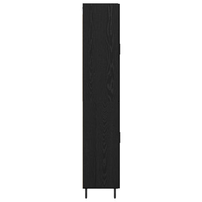Credenza 2 pcs Rovere nero Legno Stratificato e Vetro