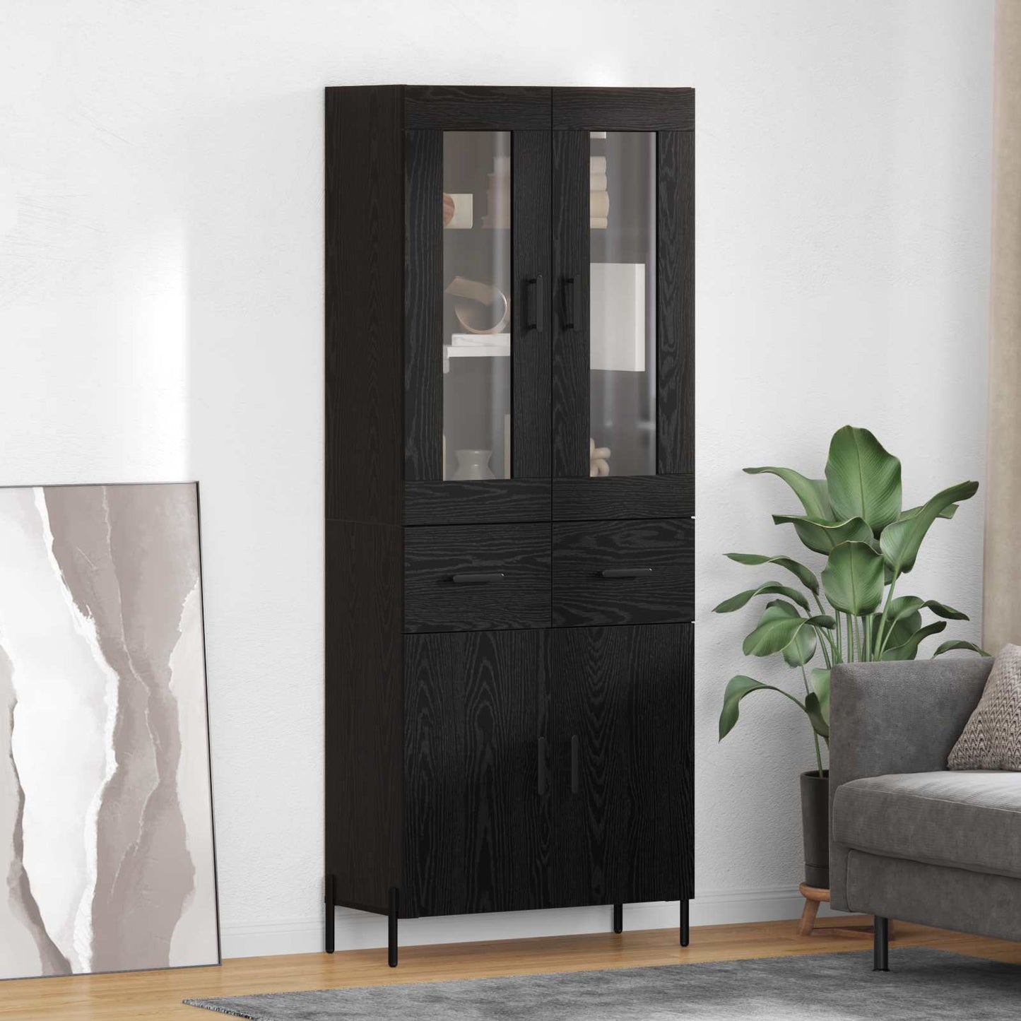 Credenza Rovere Nero 69,5 x 34 x 180 cm Legno multistrato
