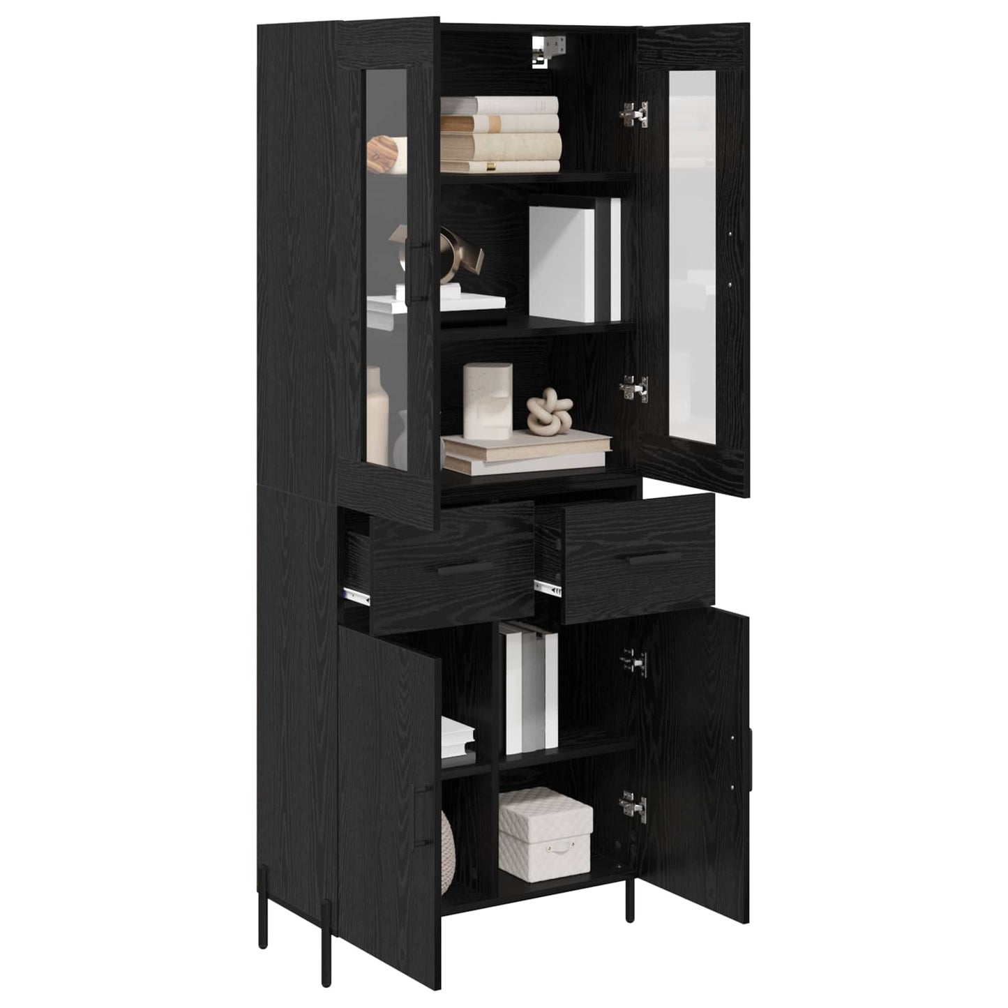 Credenza Rovere Nero 69,5 x 34 x 180 cm Legno multistrato