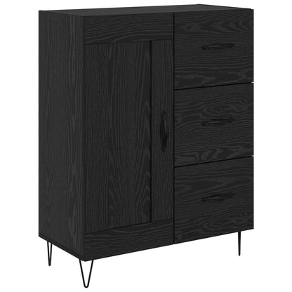 Credenza con cassetto 2 pcs Rovere Nero Legno multistrato