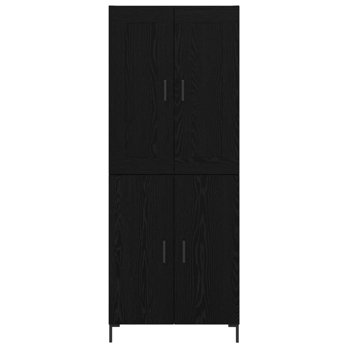 Credenza 2 pcs Rovere Nero Legno multistrato