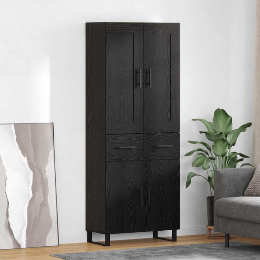 Credenza Rovere Nero 69,5 x 34 x 180 cm Legno multistrato