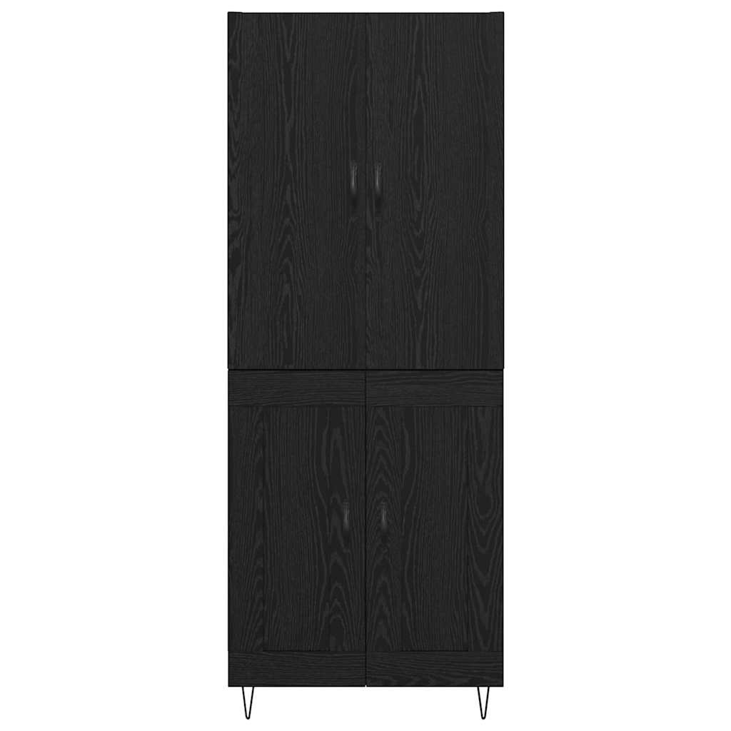 Credenza 2 pcs Rovere Nero Legno ingegnerizzato e vetro