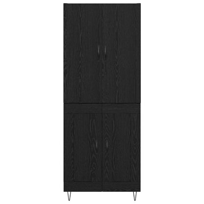 Credenza 2 pcs Rovere Nero Legno ingegnerizzato e vetro