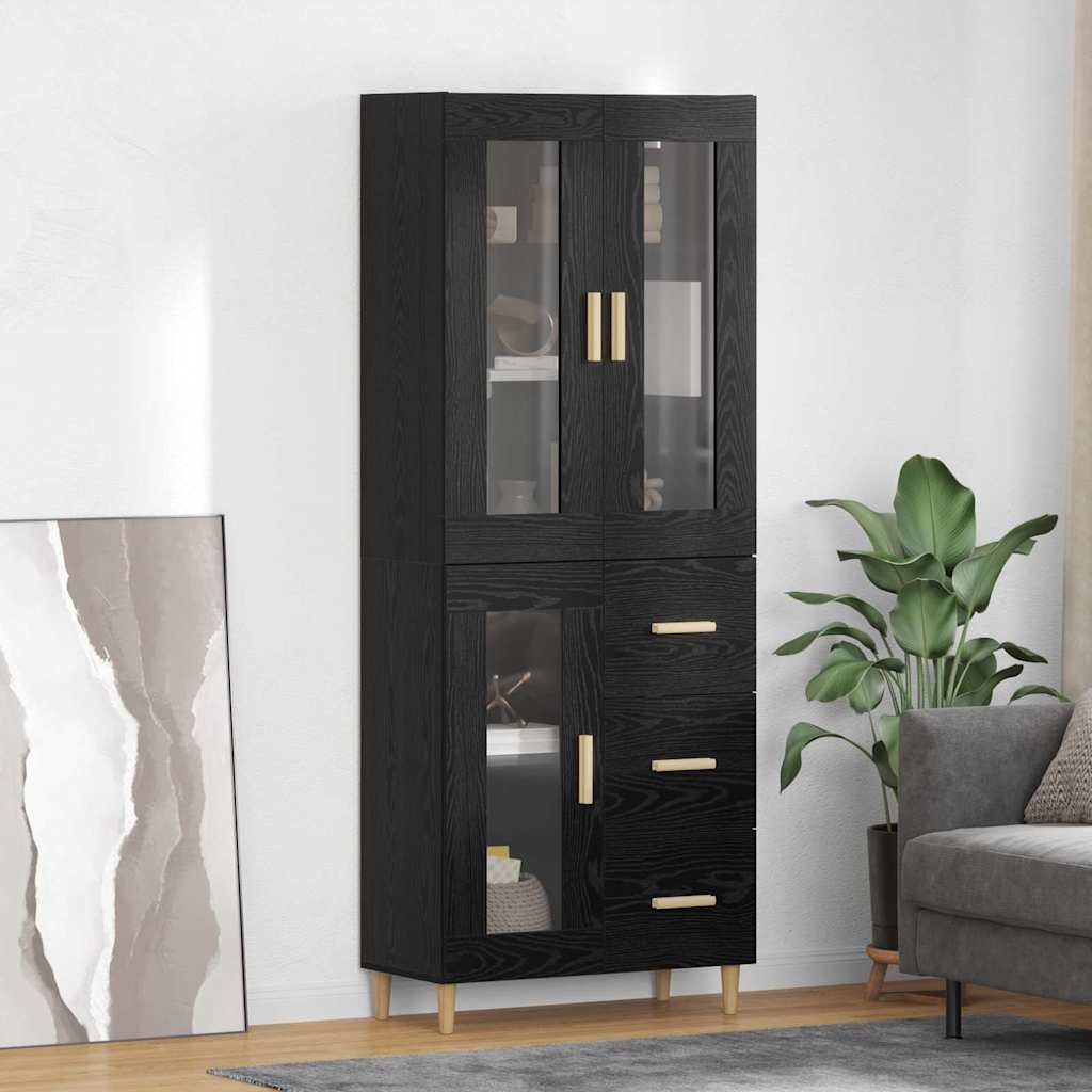 Credenza Rovere Nero 69,5 x 34 x 180 cm Legno multistrato