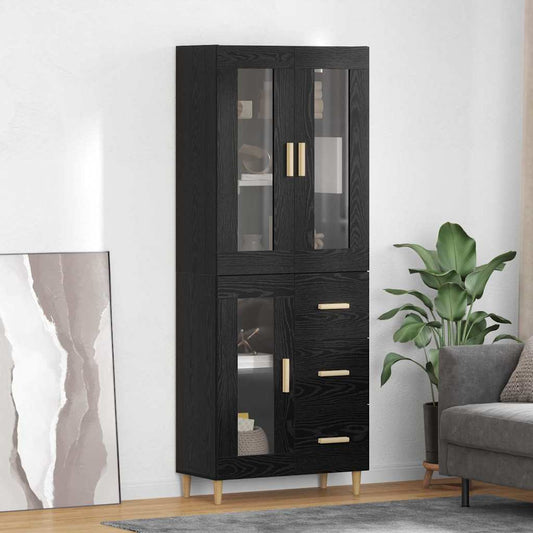 Credenza Rovere Nero 69,5 x 34 x 180 cm Legno multistrato