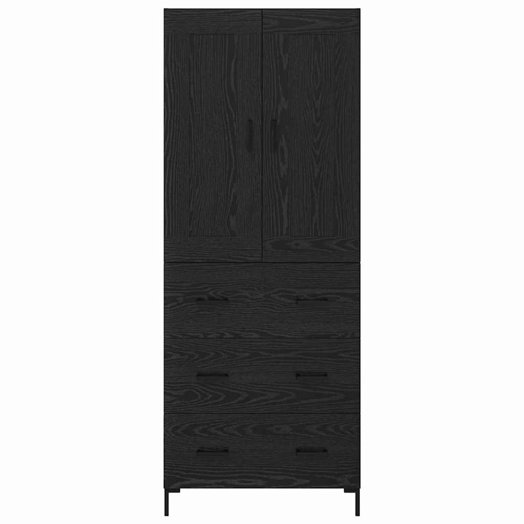 Credenza con cassetto 2 pcs Rovere Nero Legno multistrato