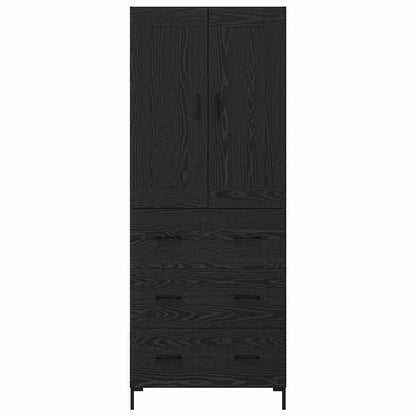 Credenza con cassetto 2 pcs Rovere Nero Legno multistrato