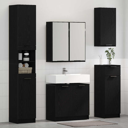 Set di mobili per il bagno 5 pcs Rovere Nero Legno multistrato