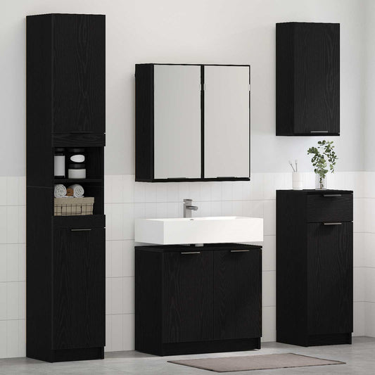 Set di mobili per il bagno 5 pz Rovere Nero 64,5 x 33,5 x 59 cm