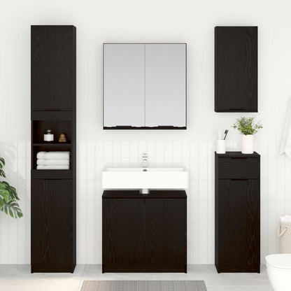Set di mobili per il bagno 5 pcs Rovere Nero Legno multistrato