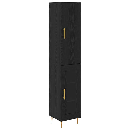 Credenza 2 pcs Rovere Nero Legno multistrato