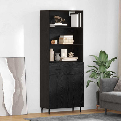 Credenza con cassetto Rovere Nero 69,5 x 34 x 180 cm