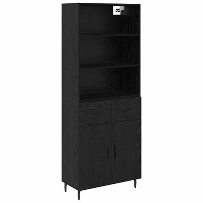 Credenza con cassetto Rovere Nero 69,5 x 34 x 180 cm