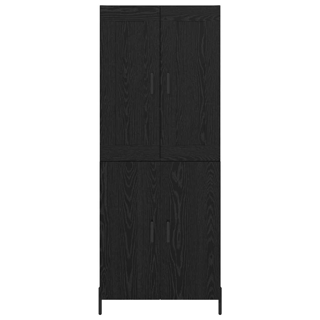 Credenza 2 pcs Rovere Nero Legno multistrato