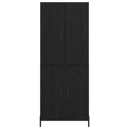 Credenza 2 pcs Rovere Nero Legno multistrato