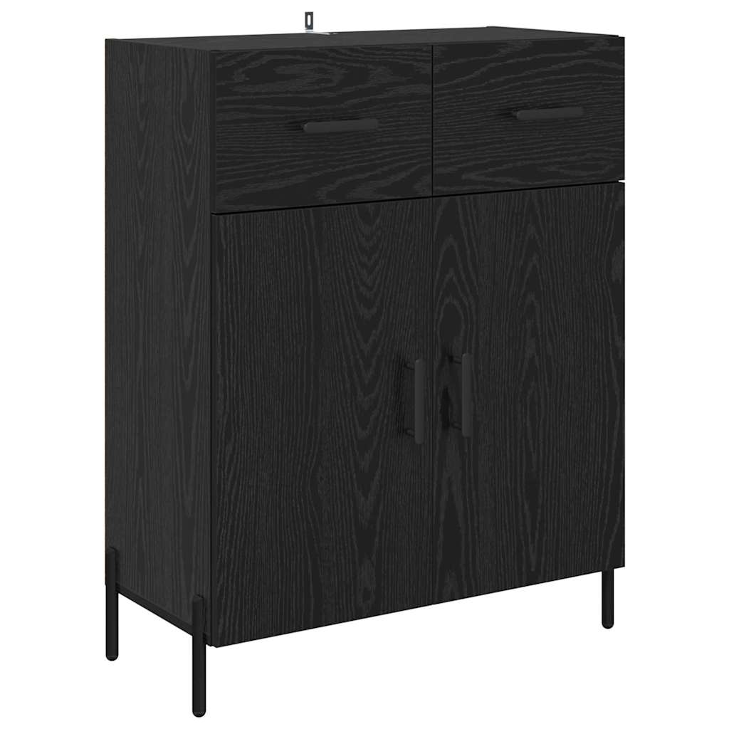 Credenza con cassetto 2 pcs Rovere Nero Legno multistrato
