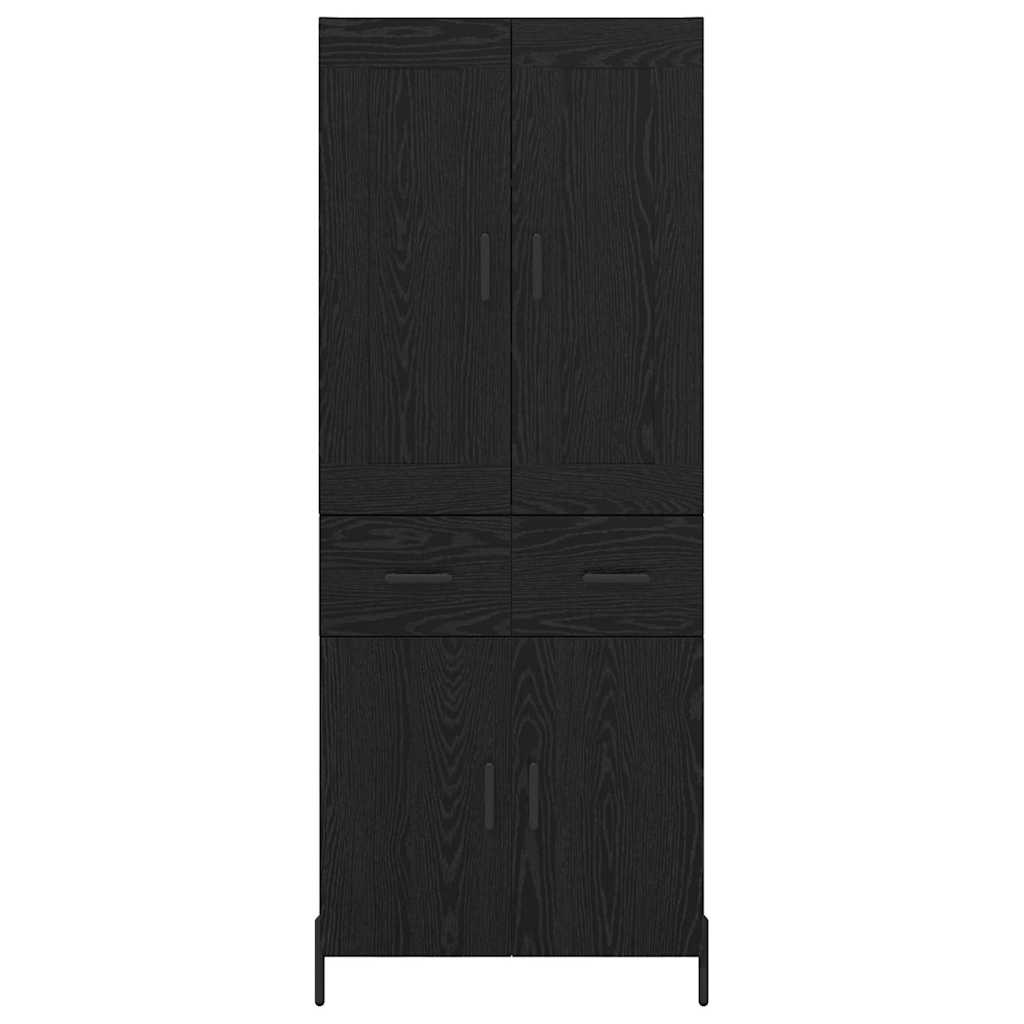 Credenza con cassetto 2 pcs Rovere Nero Legno multistrato