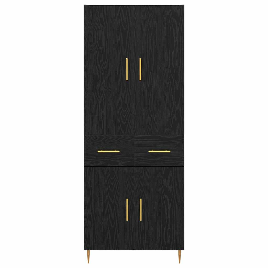 Credenza Rovere Nero 69,5 x 34 x 180 cm Legno multistrato