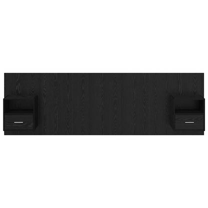 Testata con Comodino 3 pcs Rovere Nero Legno multistrato