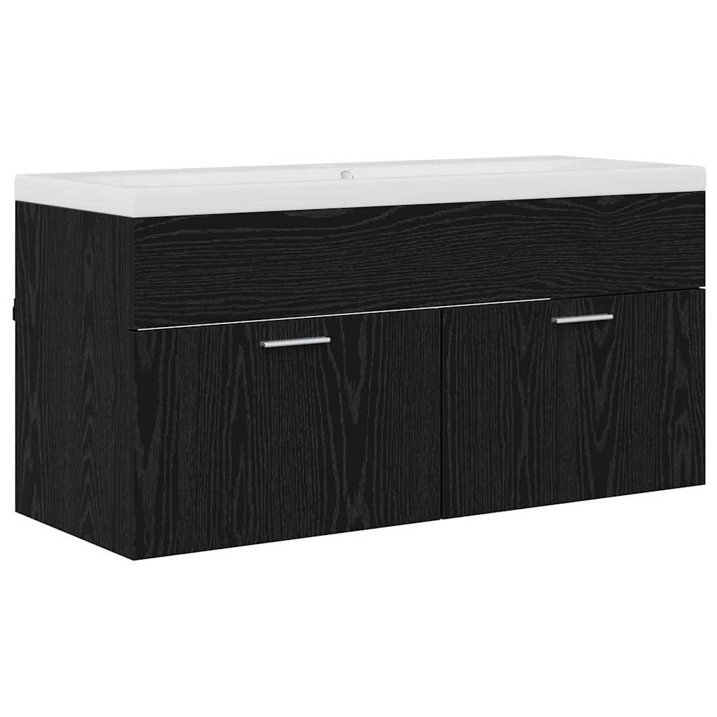Mobile da Bagno con porta Rovere Nero 100 x 38,5 x 46 cm