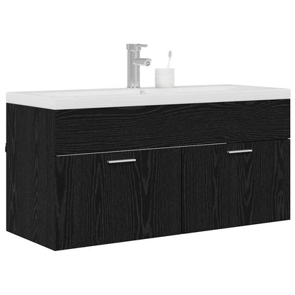 Mobile da Bagno con porta Rovere Nero 100 x 38,5 x 46 cm