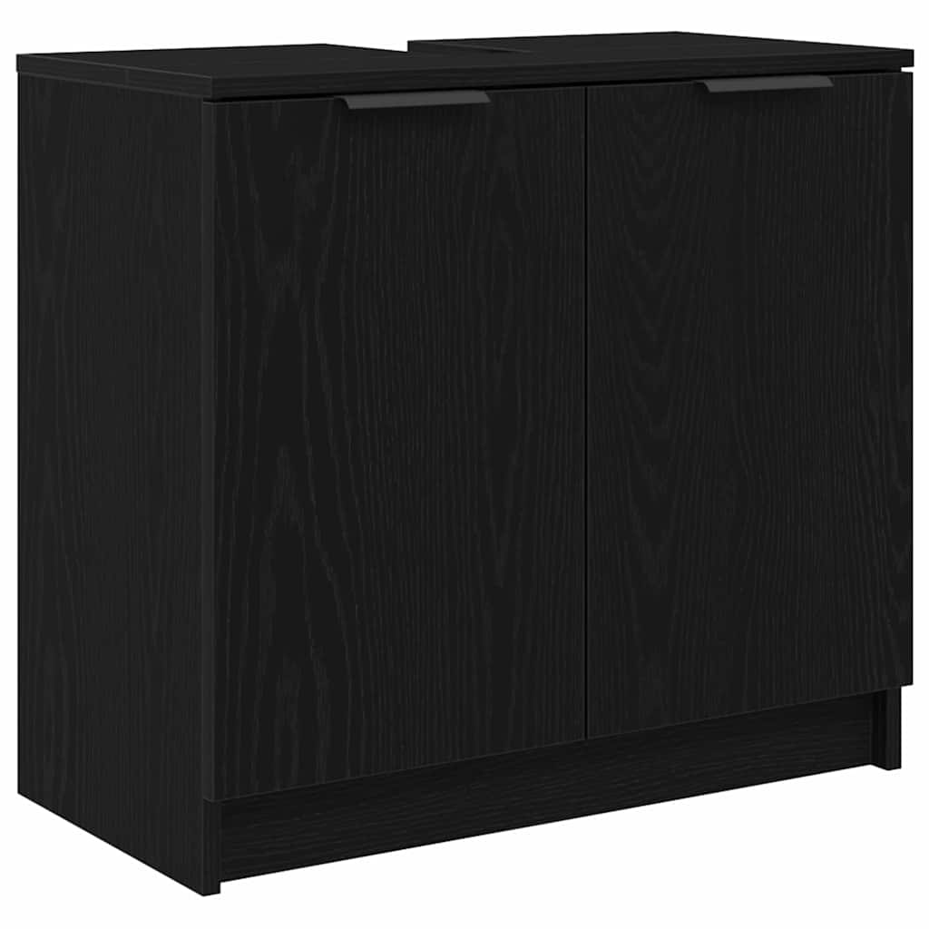 Set di Armadi da Bagno 2 pcs Rovere Nero Legno multistrato | homemem39