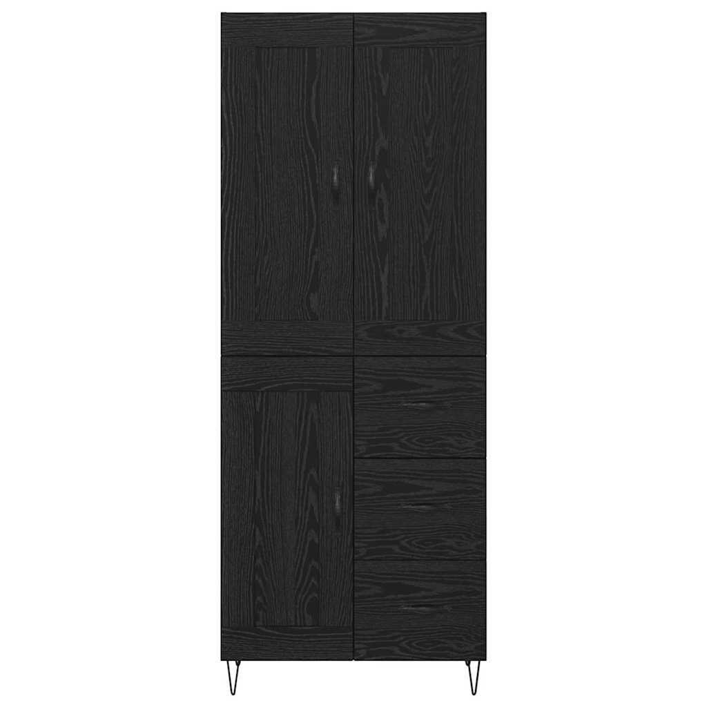 Credenza Rovere Nero 69,5 x 34 x 180 cm Legno multistrato
