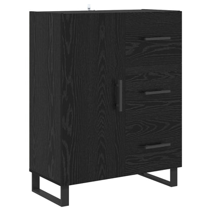 Credenza 2 pcs Rovere Nero Legno Stratificato e Vetro