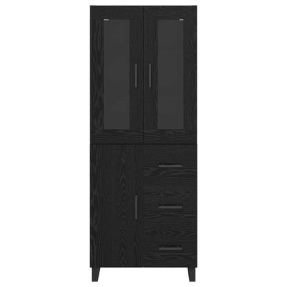 Credenza 2 pcs Rovere Nero Legno Stratificato e Vetro