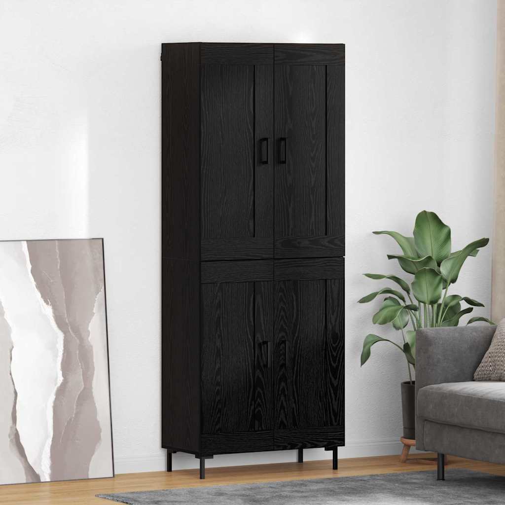 Credenza 2 pcs Rovere Nero Legno multistrato