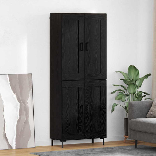 Credenza 2 pcs Rovere Nero Legno multistrato