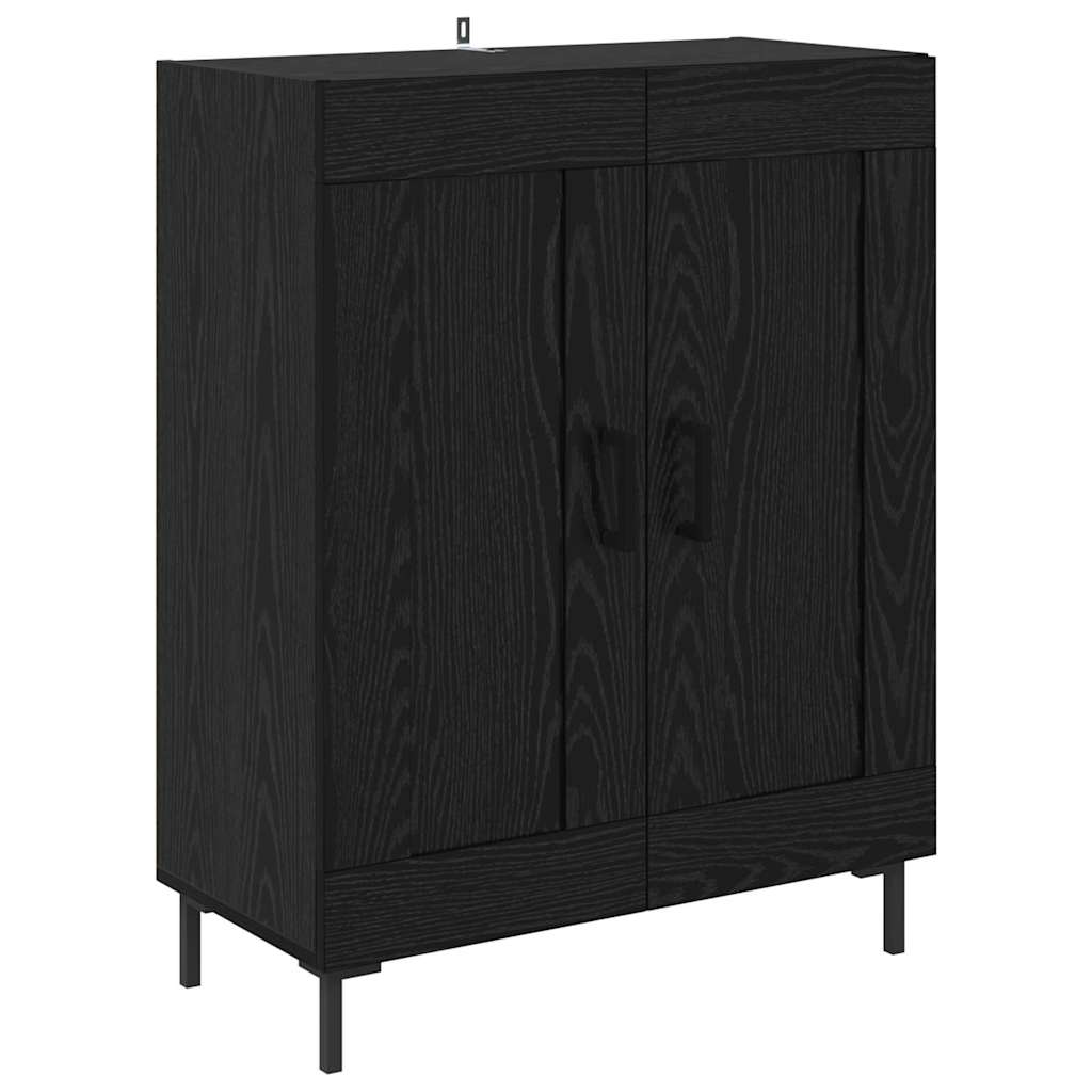 Credenza 2 pcs Rovere Nero Legno multistrato