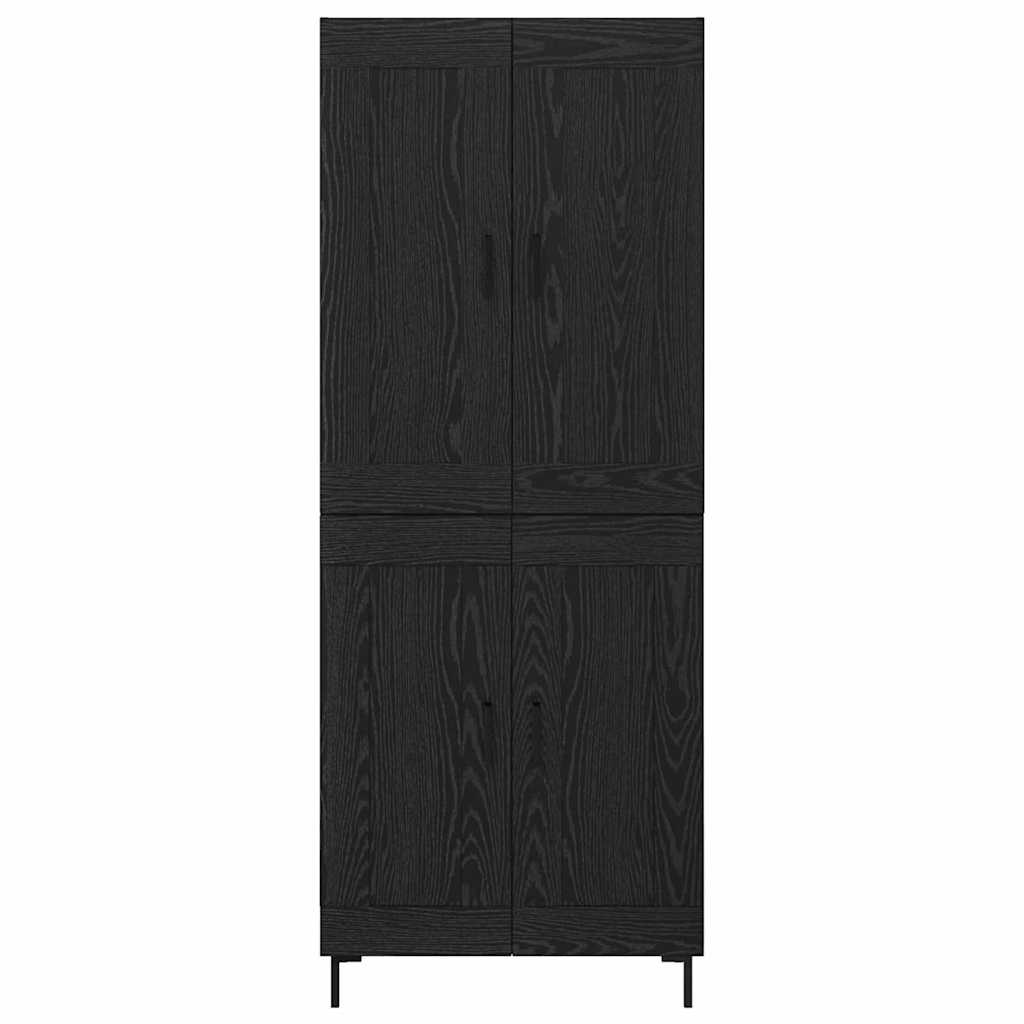 Credenza 2 pcs Rovere Nero Legno multistrato