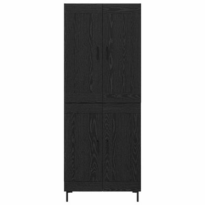 Credenza 2 pcs Rovere Nero Legno multistrato