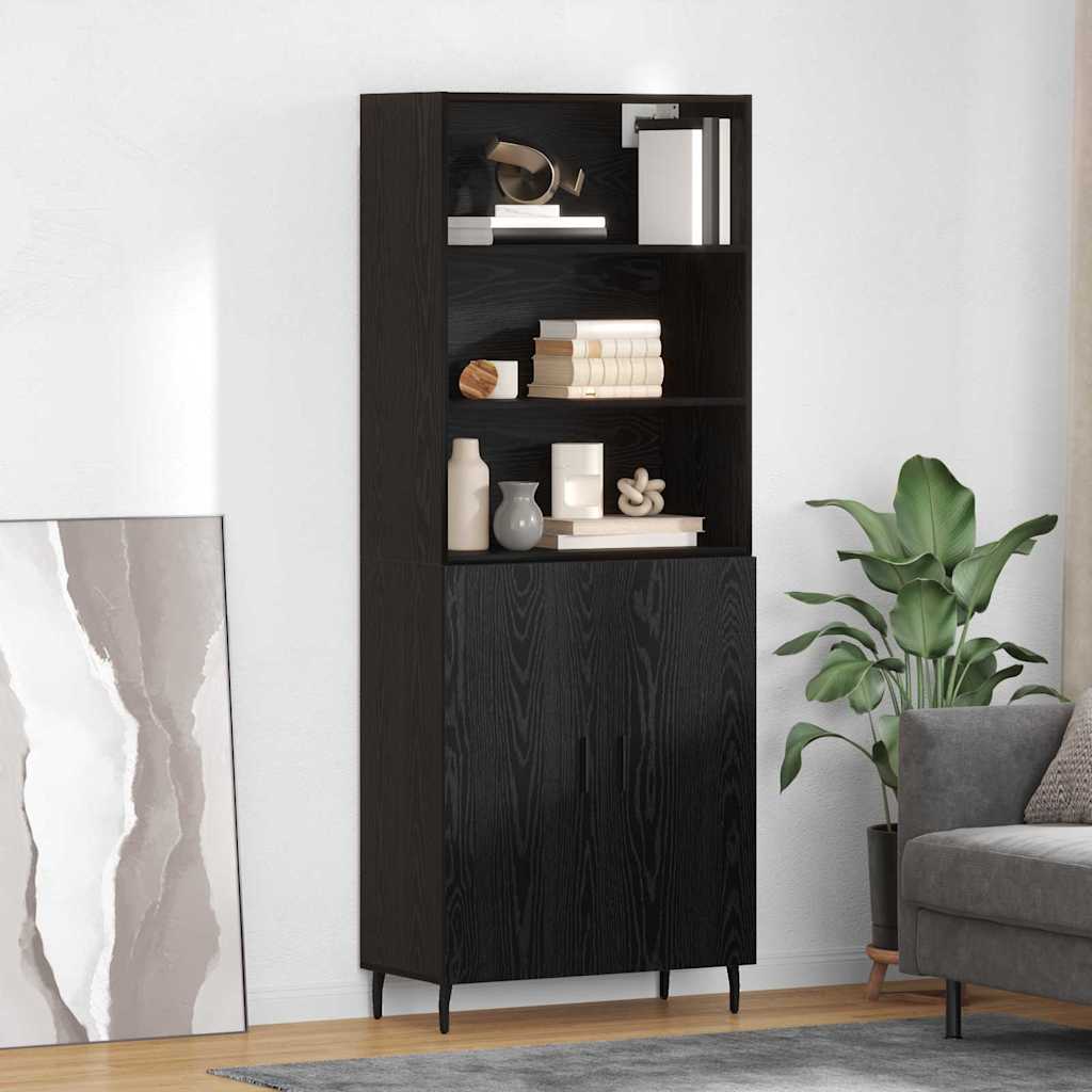 Credenza Rovere Nero 69,5 x 34 x 180 cm