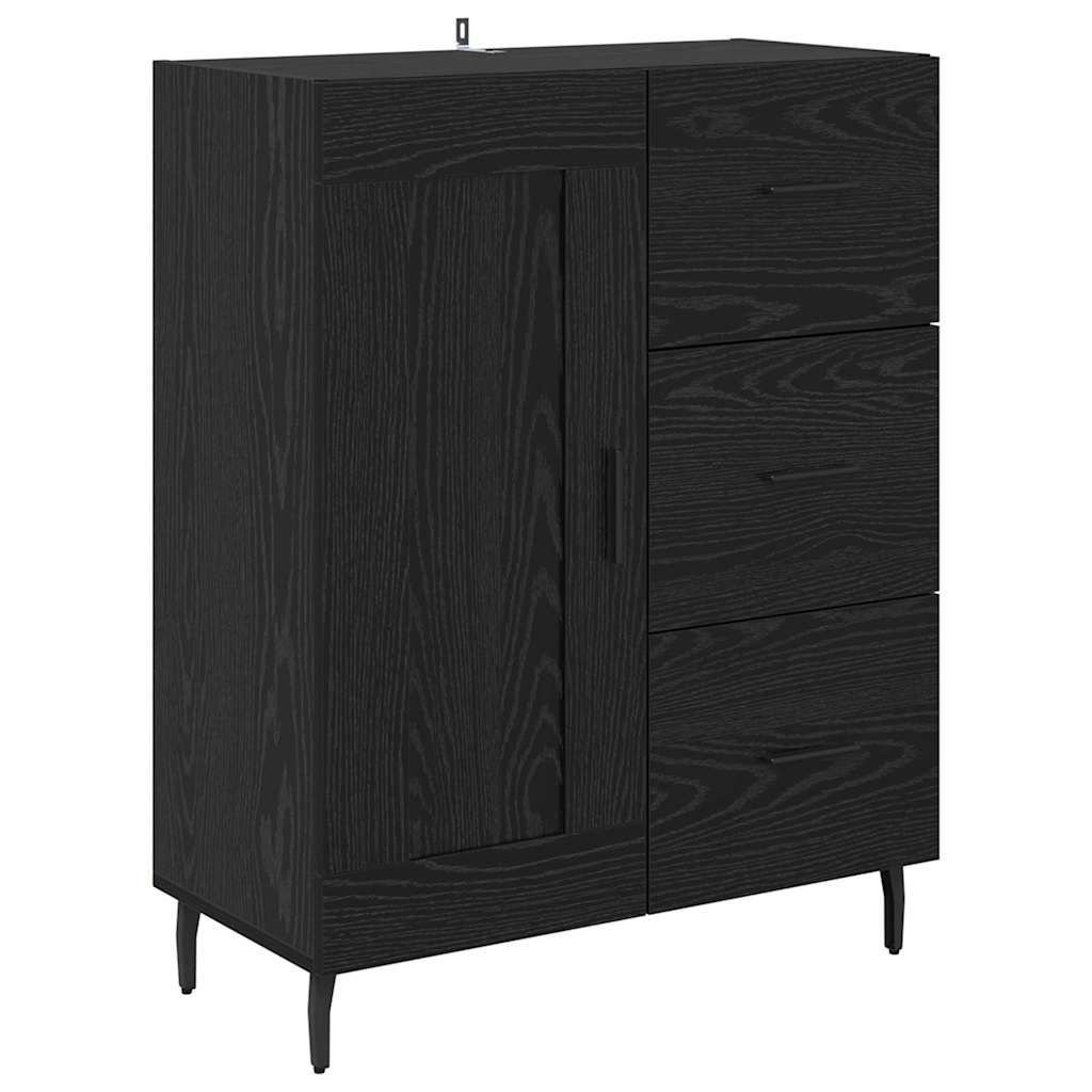 Credenza con cassetto Rovere Nero 69,5 x 34 x 180 cm
