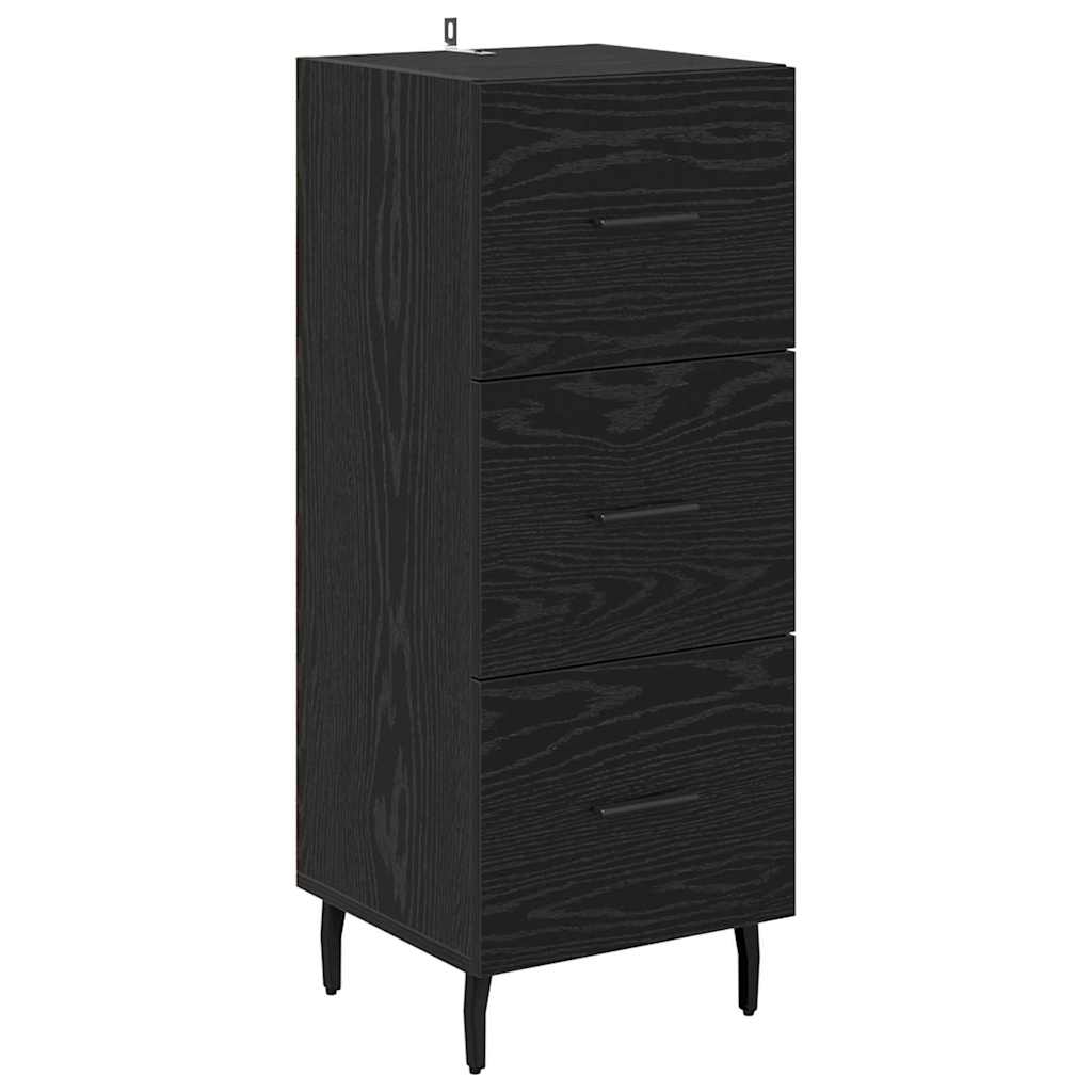 Credenza Rovere Nero 34,5 x 34 x 180 cm Legno multistrato