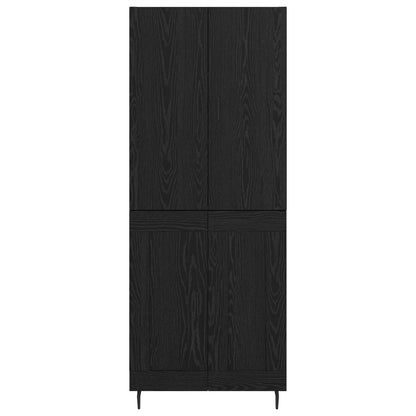 Credenza 2 pcs Rovere nero Legno Stratificato e Vetro