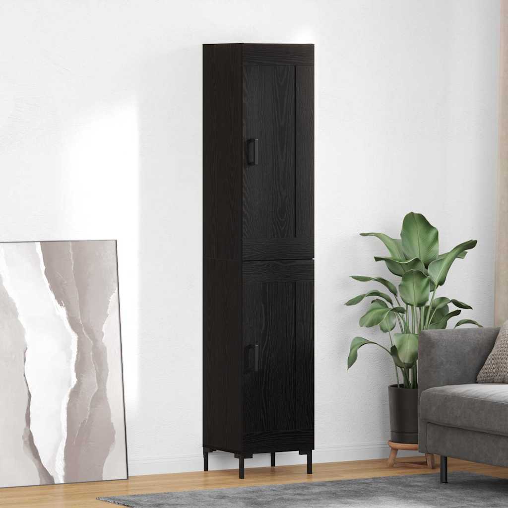 Credenza Rovere Nero 34,5 x 34 x 180 cm Legno multistrato