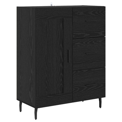 Credenza 2 pcs Rovere Nero Legno Stratificato e Vetro