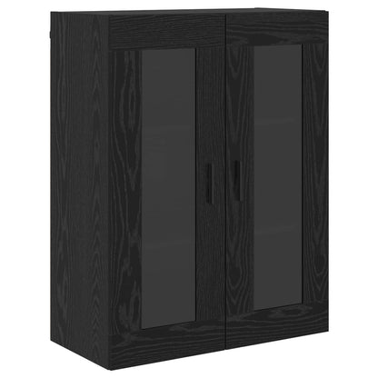 Credenza 2 pcs Rovere Nero Legno Stratificato e Vetro