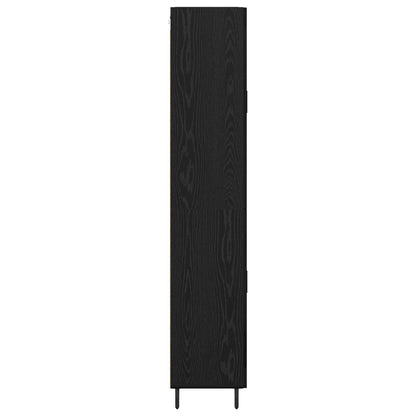 Credenza 2 pcs Rovere Nero Legno Stratificato e Vetro