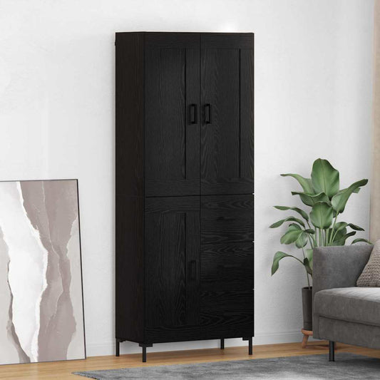 Credenza con cassetto 2 pcs Rovere Nero Legno multistrato