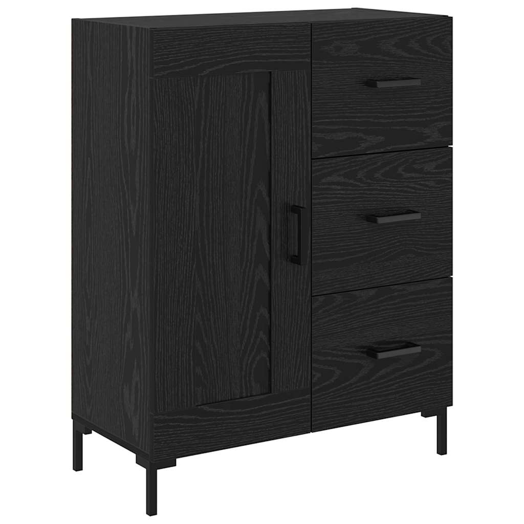 Credenza con cassetto 2 pcs Rovere Nero Legno multistrato