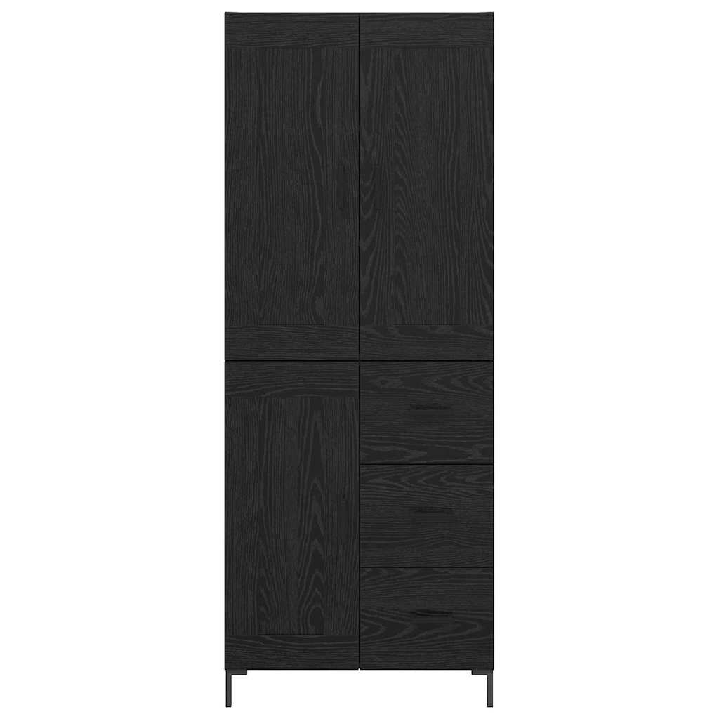 Credenza con cassetto 2 pcs Rovere Nero Legno multistrato
