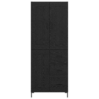 Credenza con cassetto 2 pcs Rovere Nero Legno multistrato