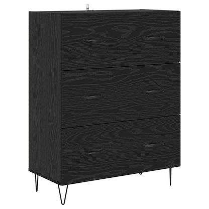 Credenza con cassetto 2 pcs Rovere Nero Legno multistrato