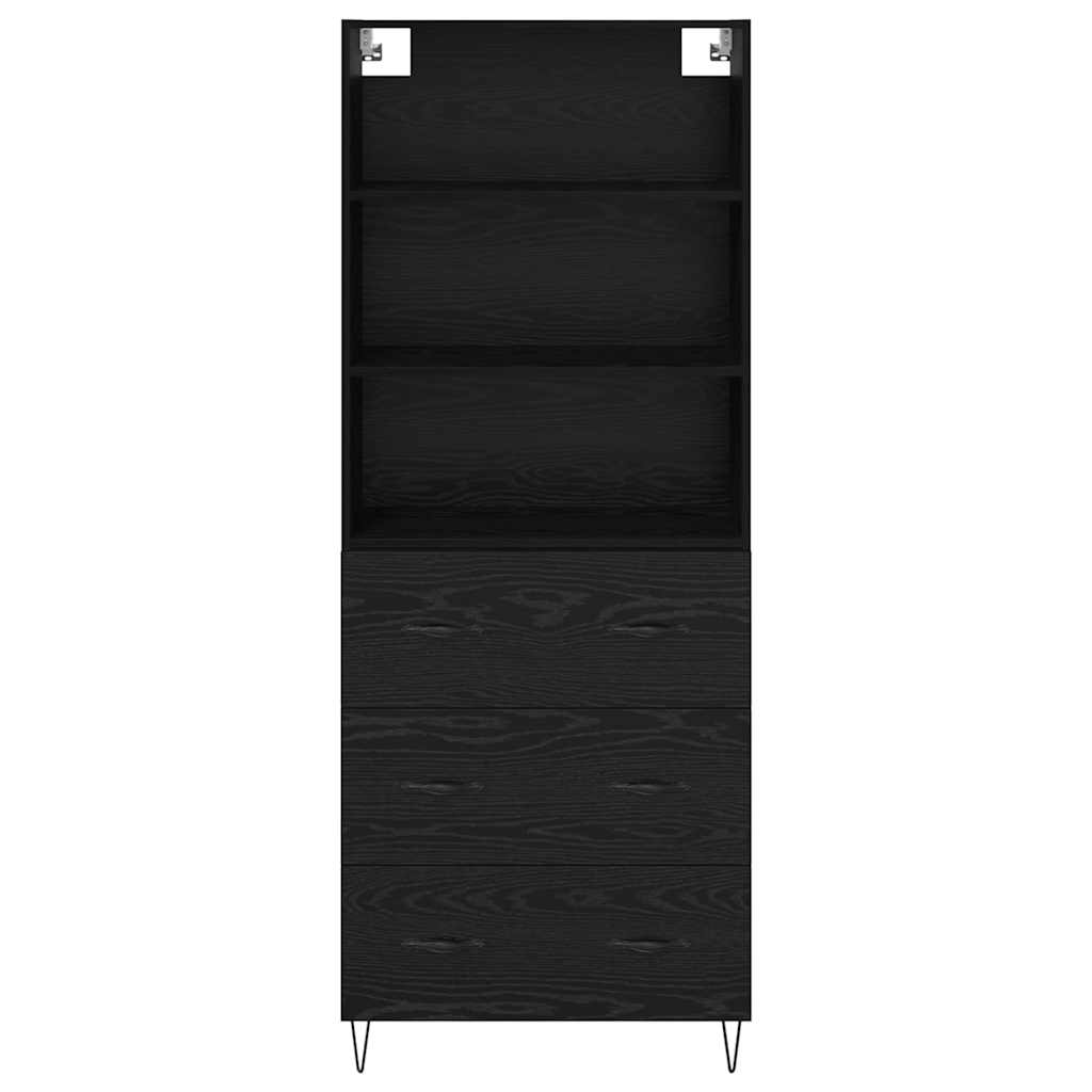 Credenza con cassetto 2 pcs Rovere Nero Legno multistrato